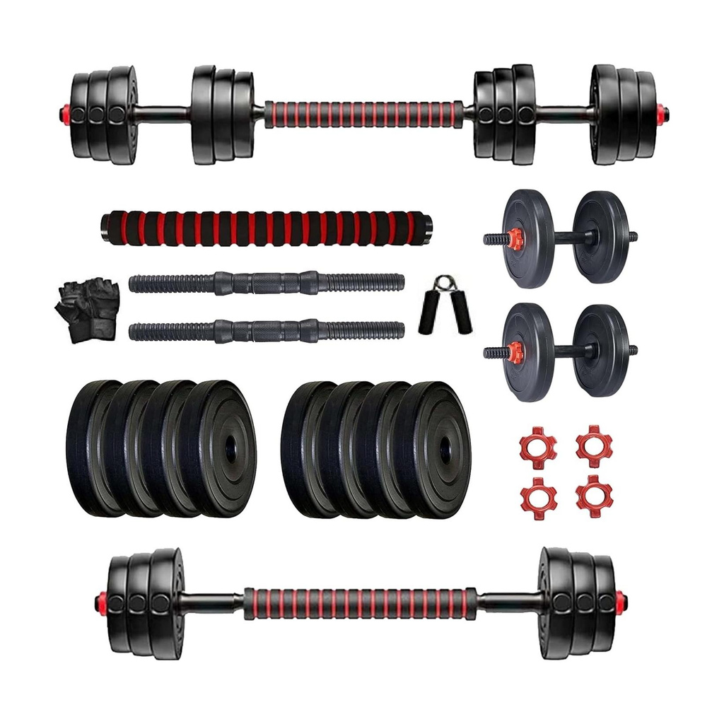 16 kg Adjustable Dumbbells Set, Connector-Dumbbell Rods, Weight Plates. Home Gym Combo