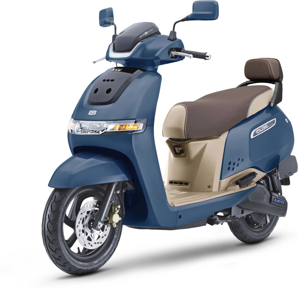 TVS iQube iQube 3.5 kWh Booking for Ex-Showroom Price (With Charger, Starlight Blue + Beige)