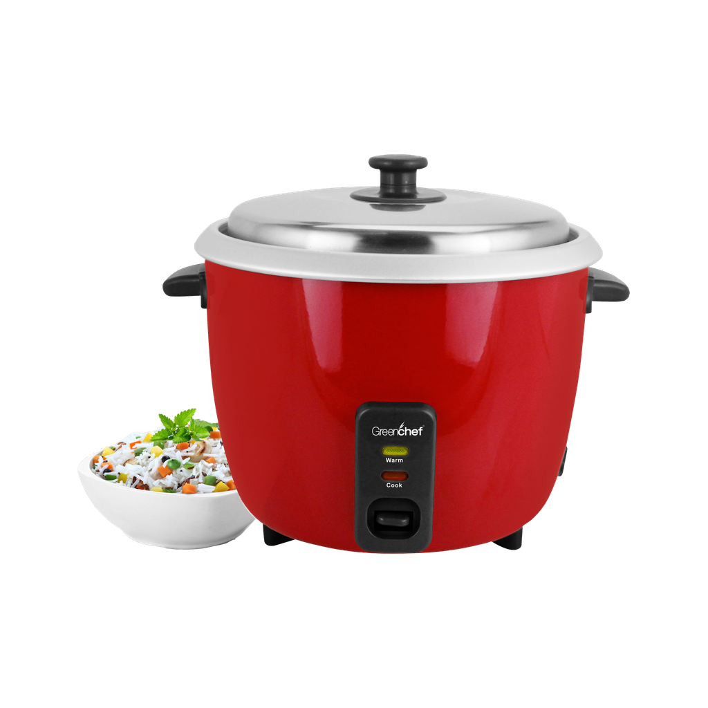 Carlo Ace Single Pot Electric Rice Cooker with Steaming Feature (1.8 L, Red)