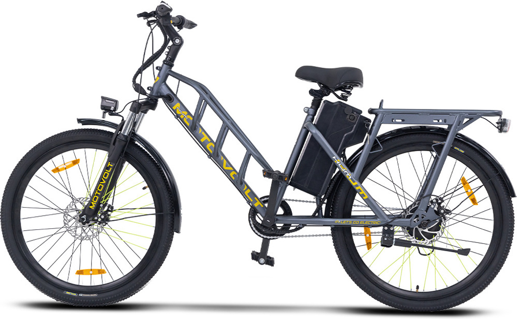 Hum Carbon Grey Range upto 45 Km in PAS Mode 26 inches Single Speed Lithium Iron Phosphate Electric Cycle