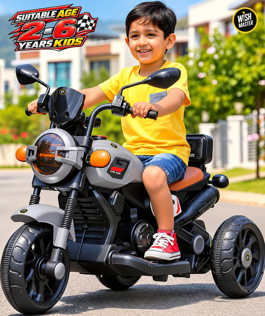 Wishmaster Kids EV Motorbike For 2-5 Year 3-Wheel | 2-5 Year Kids With Charger & Warranty Bike Battery Operated Ride On