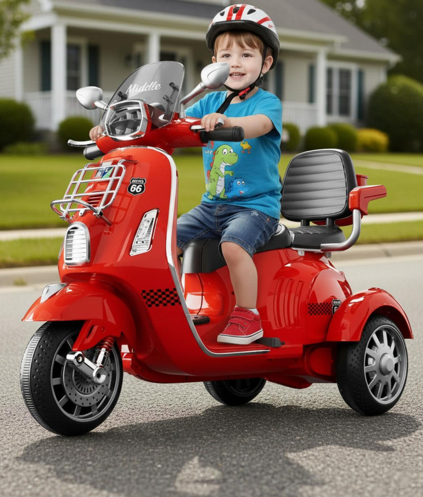 Kidscruser Vespa 12V Ride On (Red) Scooter Battery Operated Ride On
