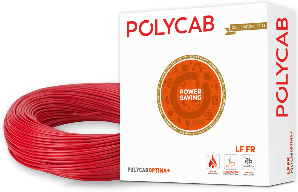 Polycab PVC with FR-LF compound 1 sq/mm Red 90 m Wire