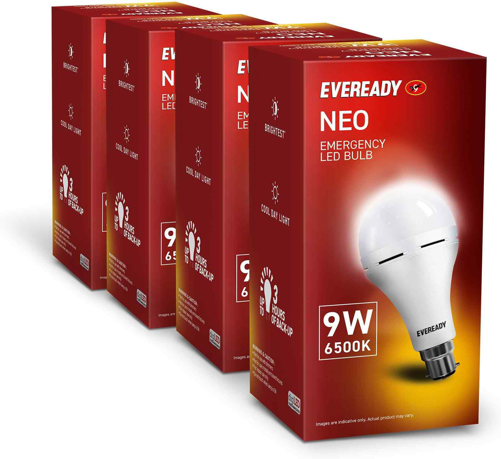 EVEREADY 9W Rechargeable Bulb, Ideal for Powercuts, Energy Efficient 3 hrs Bulb Emergency Light