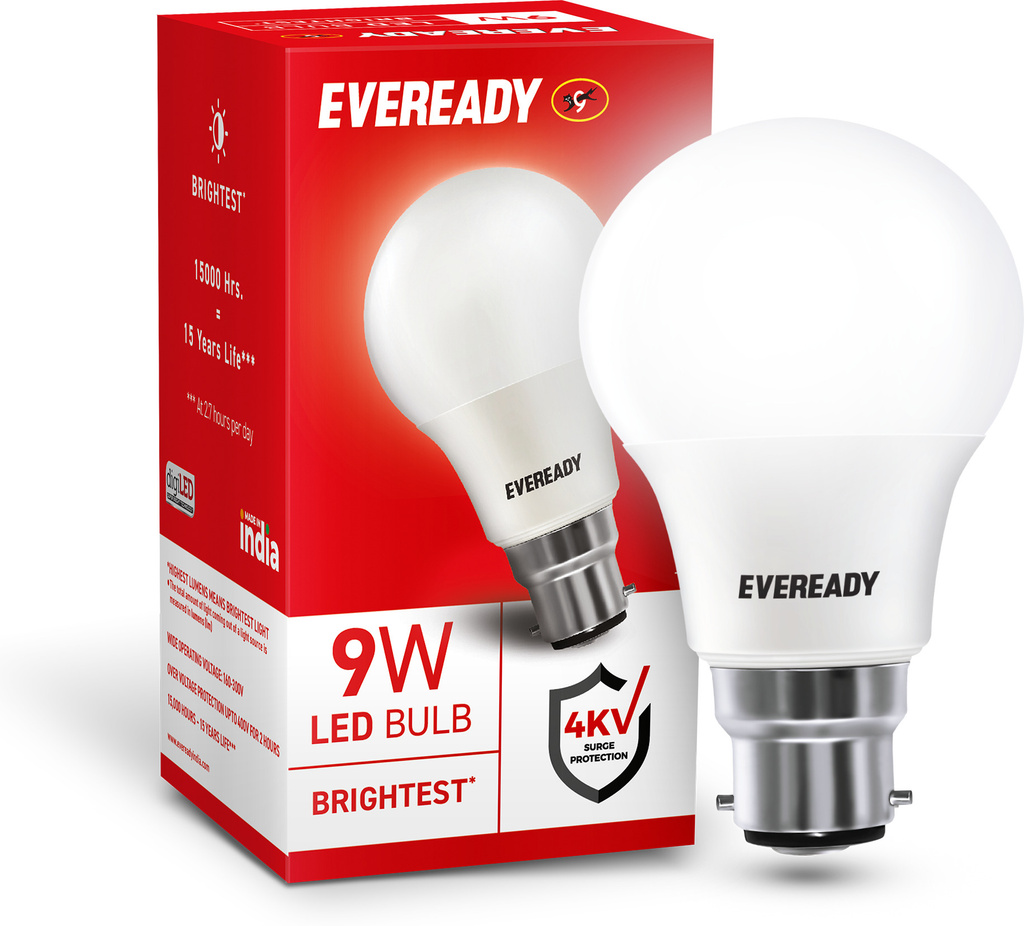 EVEREADY 9W Rechargeable Bulb, Ideal for Powercuts, Energy Efficient 4 hrs Bulb Emergency Light
