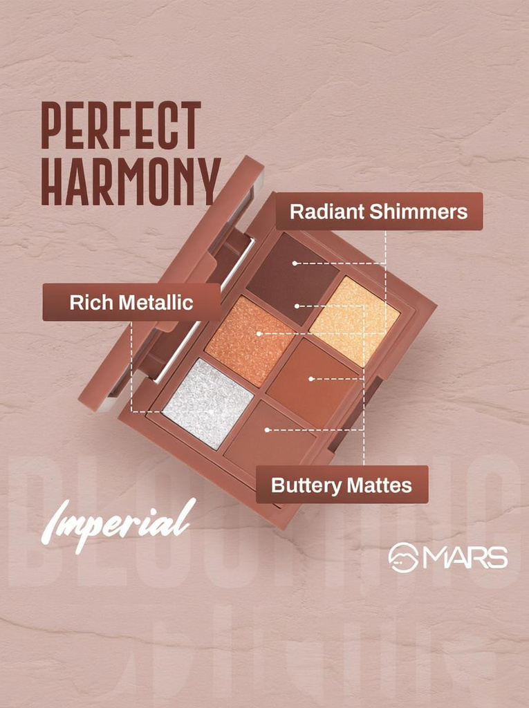 MARS Blooming Matte & Shimmer Eyeshadow Palette | Highly Pigmented | Blendable | 4.8 g