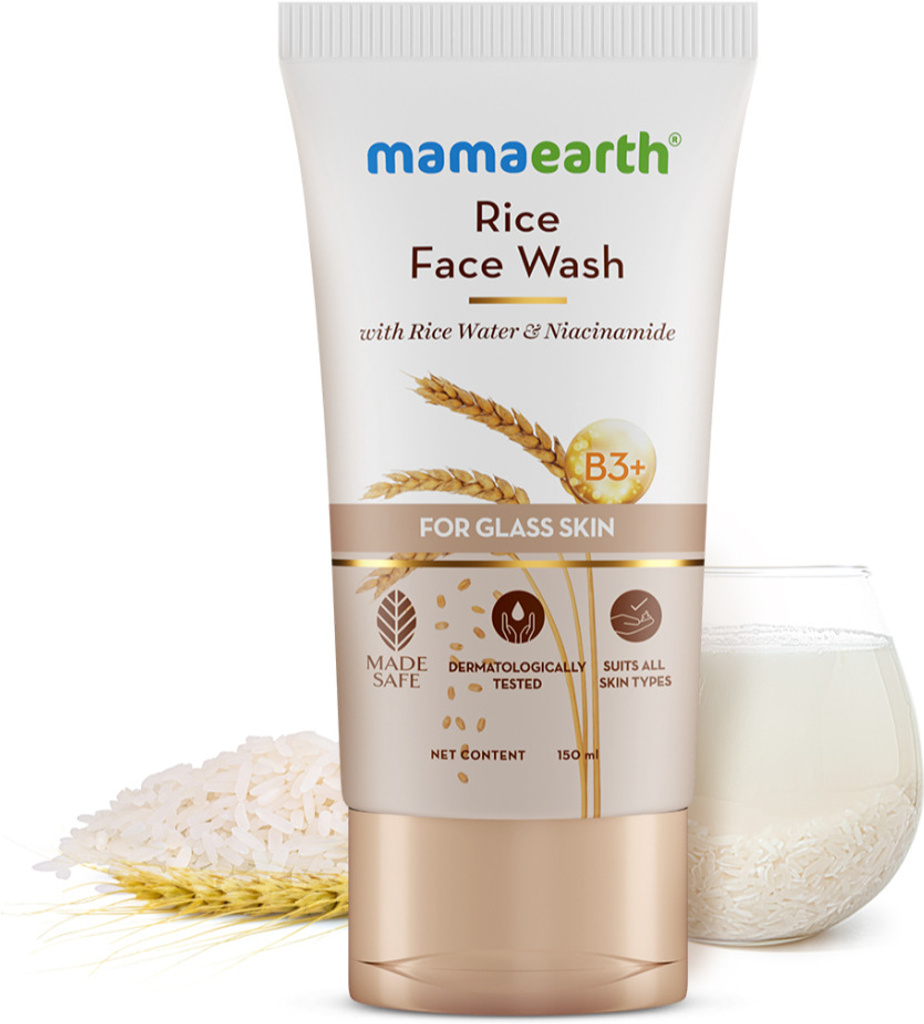 mamaearth rice water niacinamide glass skin face wash
