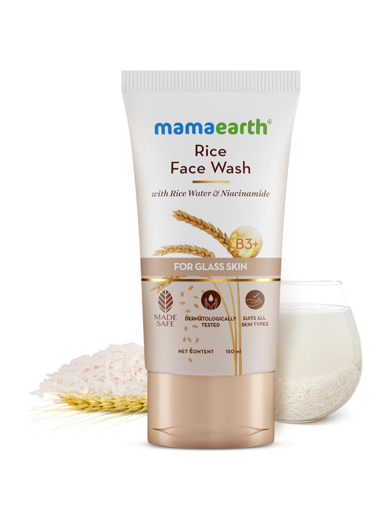 mamaearth rice water niacinamide glass skin face wash
