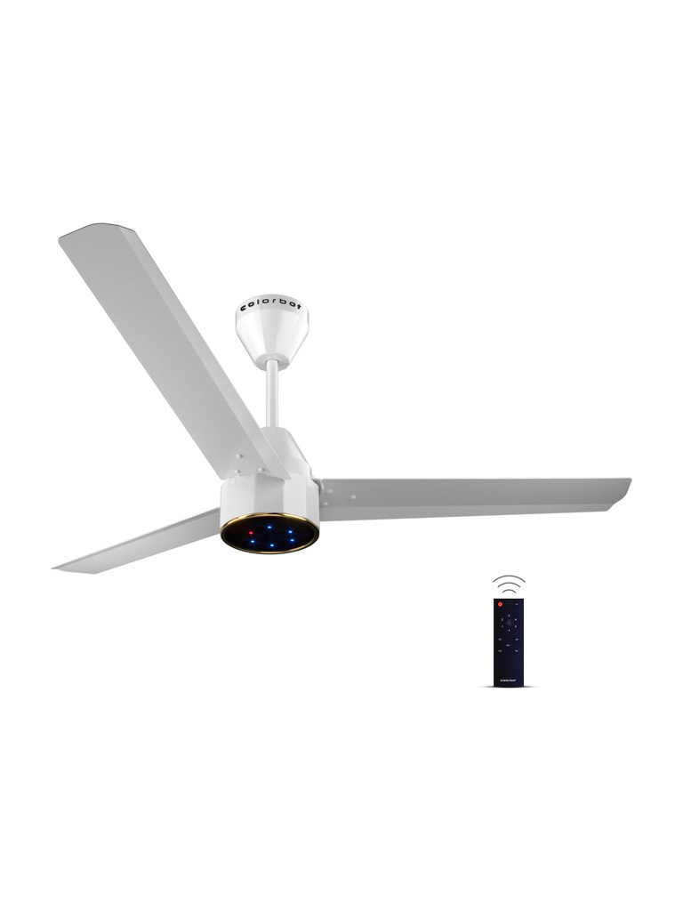 Knoxx BLDC Remote Controlled | Highspeed |LED|Reverse Mode| AeroQuiet+ Technolog with 4 Year Warranty BLDC Motor with Remote, With LED Indicators 1200 mm Ceiling Fan (5 Star | Arctic White | Pack of 1)