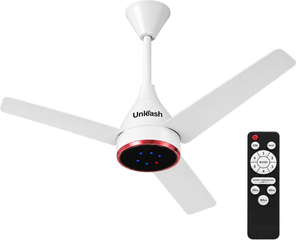 Spear 1200 mm BLDC Ceiling Fan 5 Star with Remote Control High Speed Ceiling Fan with 3 Year Warranty BLDC Motor with Remote, Energy Saving, High Air Delivery, Underlight, Silent Operation 1200 mm Ceiling Fan (5 Star | Frost White | Pack of 1)