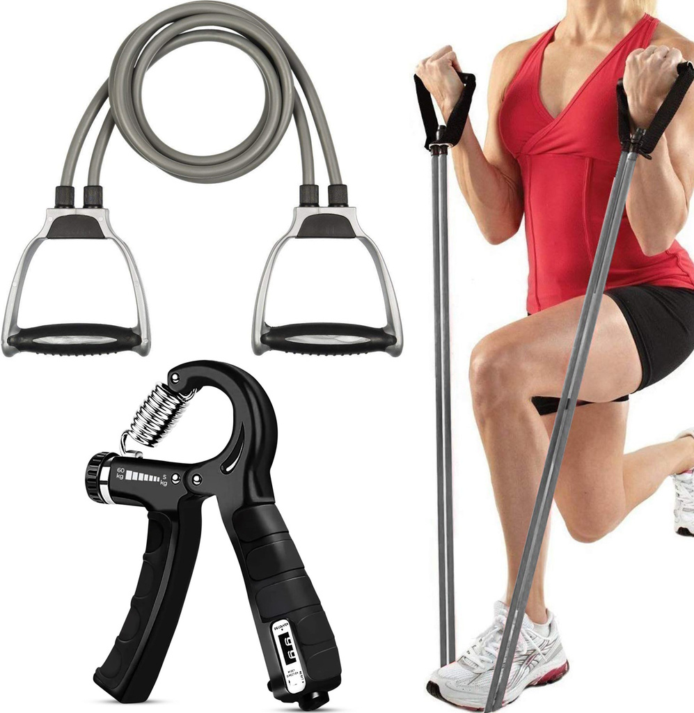 Pheonix Toning Tube & Counter Hand Gripper | Full Body Workout Equipment Resistance Tube