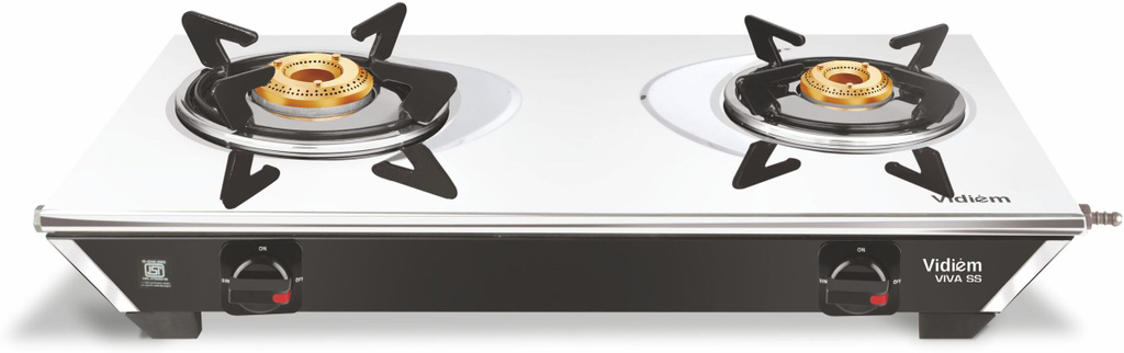 Gas Stove SS2 196 A (Black), 5 years warranty, ISI Certified, Glass Manual Gas Stove (2 Burners)