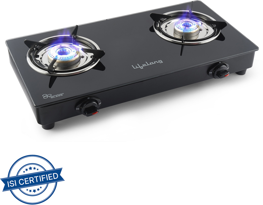 LLGS118 ISI Certified Glass Manual Gas Stove (2 Burners)