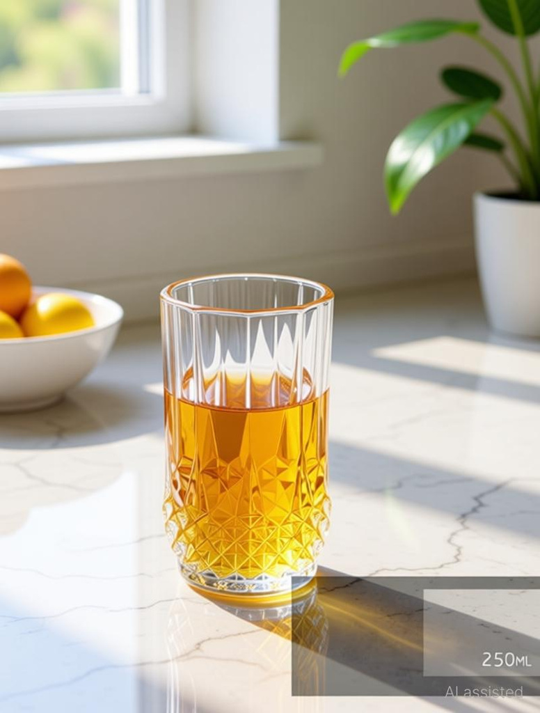 (Pack of 6) Juice Glass Crystal Juice Glass Water Glass Drinking Glass Set Glass Set Water/Juice Glass (300 ml, Glass, Clear)