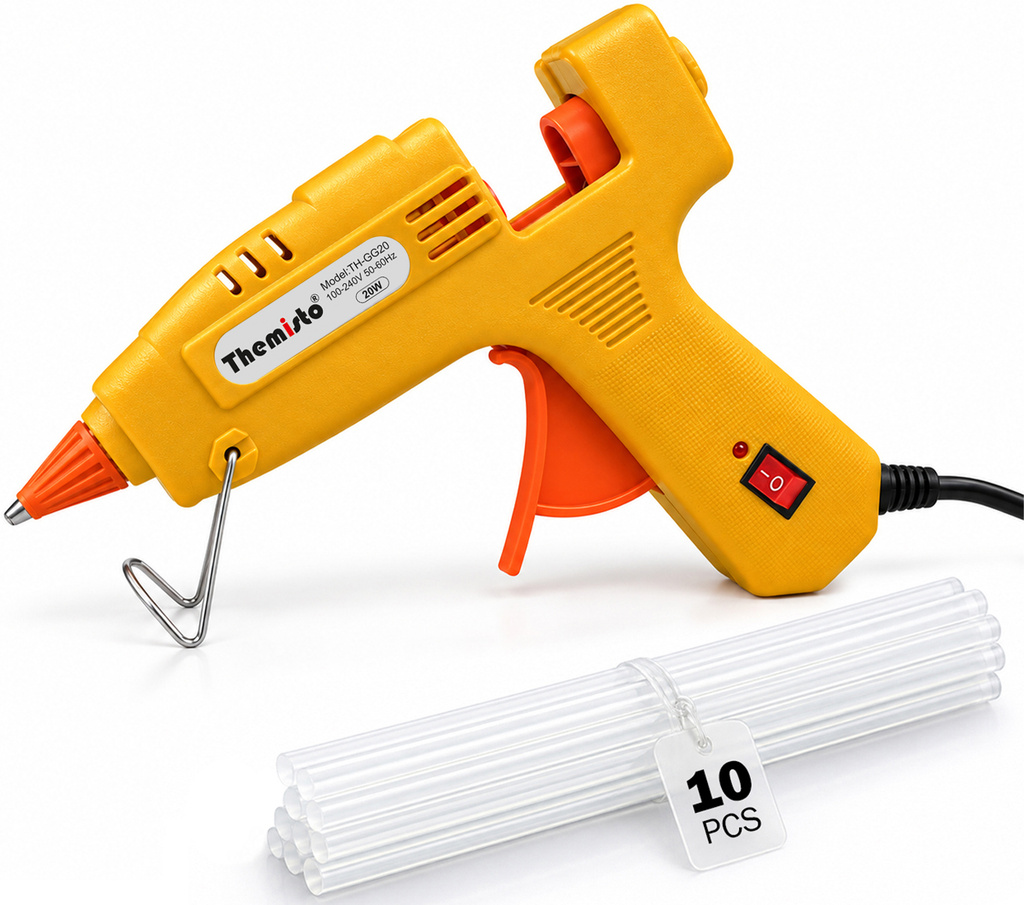 themisto 20 watt mini hot melt 10 sticks diy art crafts standard temperature corded glue gun