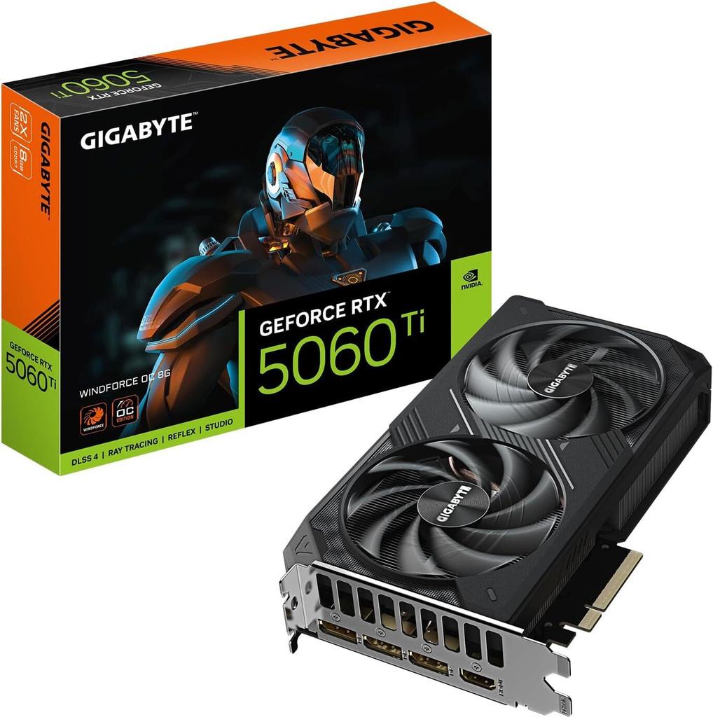 GIGABYTE GeForce RTX 5060 Ti WINDFORCE OC 8GB GDDR7 Graphics Card GDDR7 8 GB Intel Chipset 128 bit 2587 MHz Graphics Card