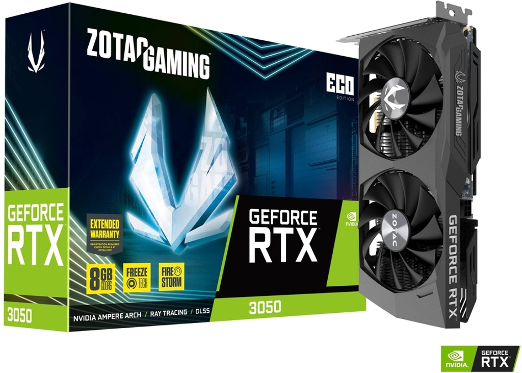 zotac gaming geforce rtx 3050 eco gddr6 8 gb nvidia chipset 128 bit 14 mhz graphics card