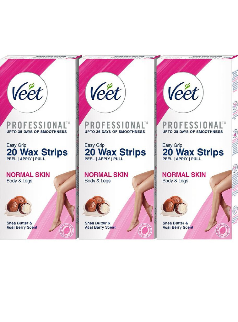 Veet Wax for Body Legs, Women Hair Removal, with shea butter, for normal skin care Strips