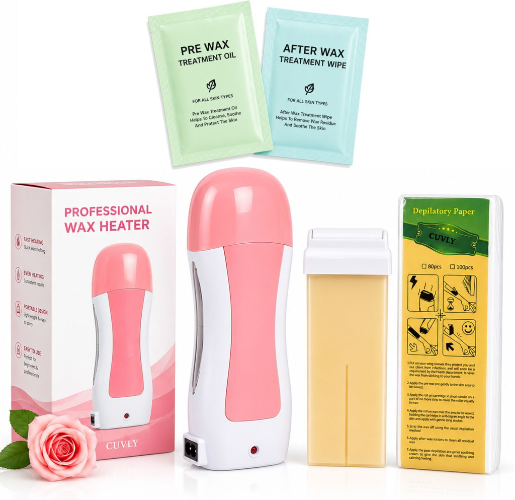 CUVLY Roll-On Wax Heater Kit for Women | Automatic Wax Warmer with Wax Cartridge Wax Wax