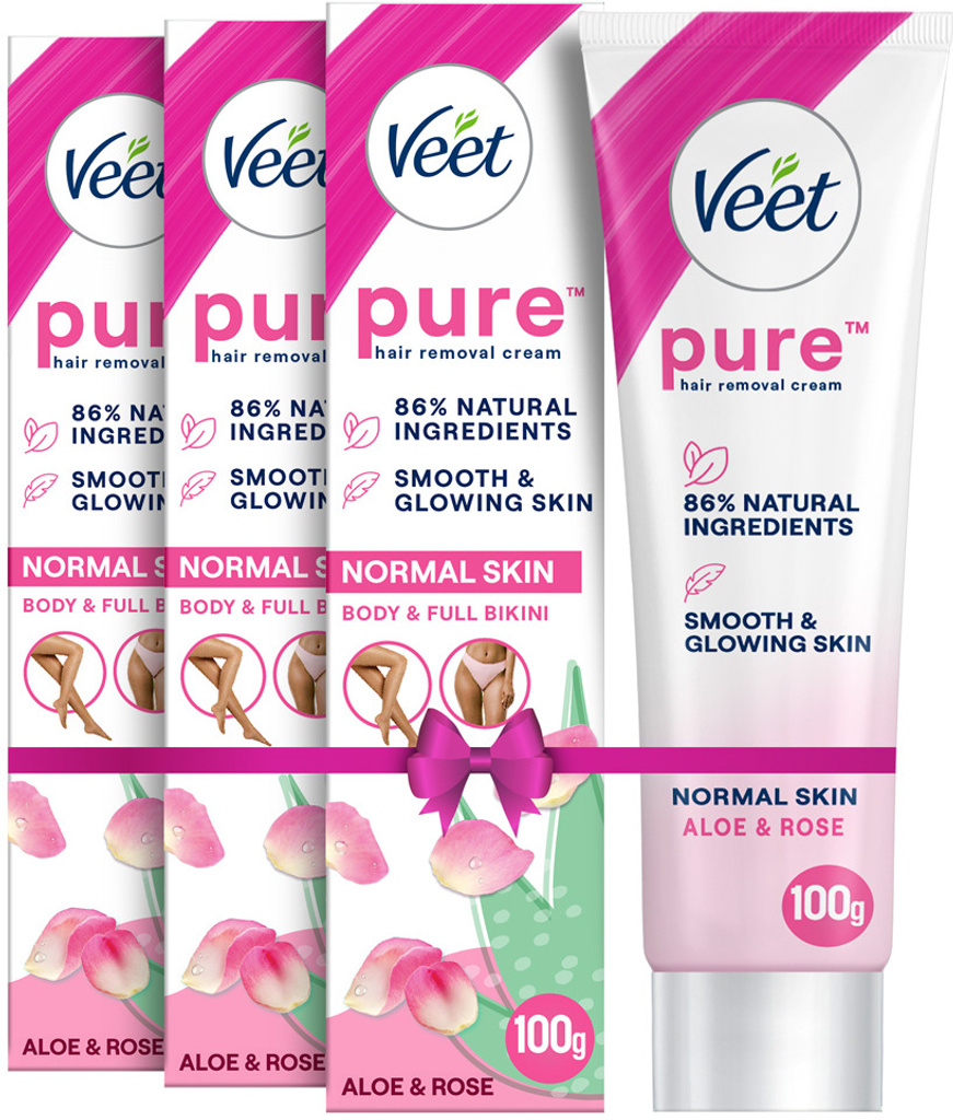 Veet Wax for Body Bikini, Women Hair Removal, with aloe vera rose, normal skin care Cream