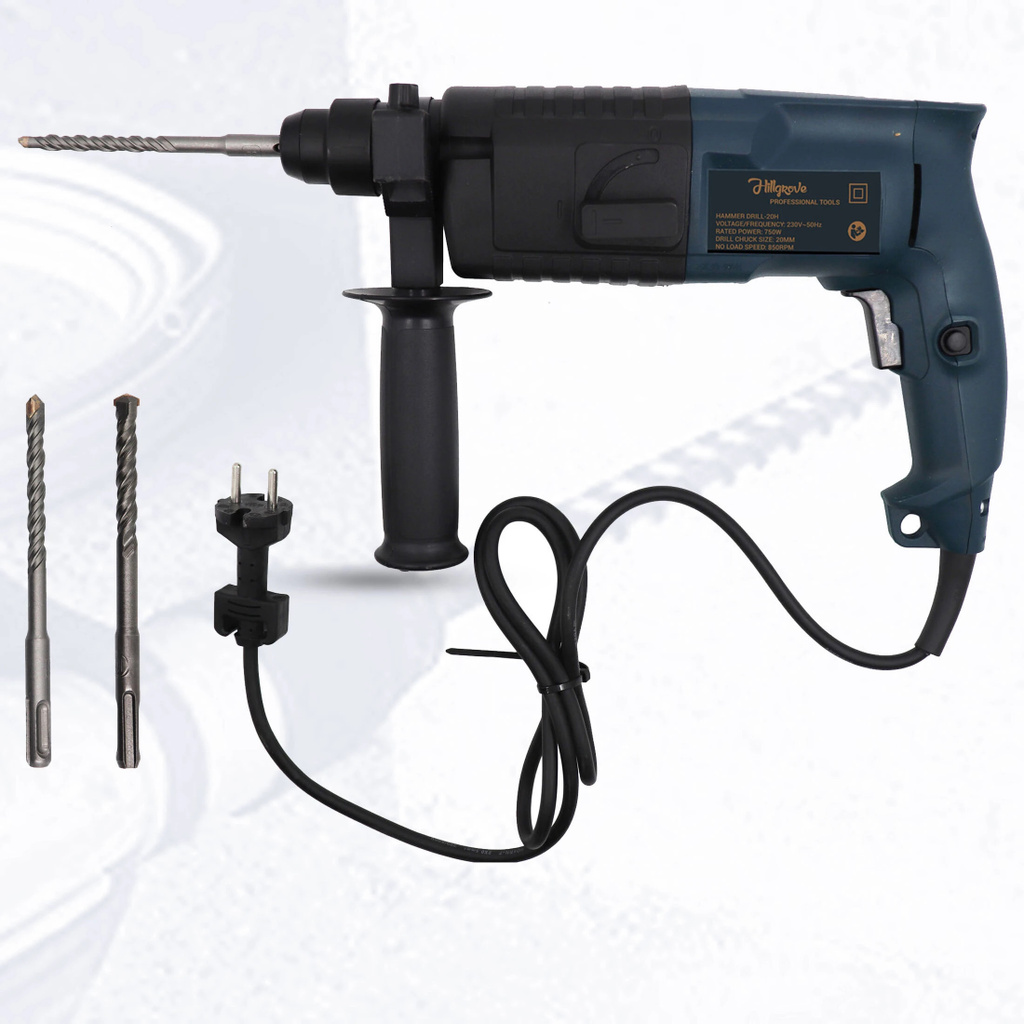 hillgrove 100 copper winding hgcm488m2 20mm hammer impact drill machine forward reverse rotation 3 bits making holes wood metal concrete