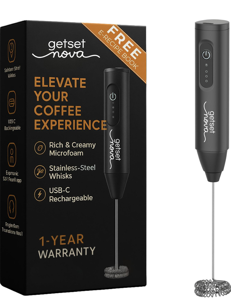 GetSetNova 50 W Black, Coffee Blender, Coffee Frother, Coffee Beater Electric Whisk, Stand Mixer, Hand Blender