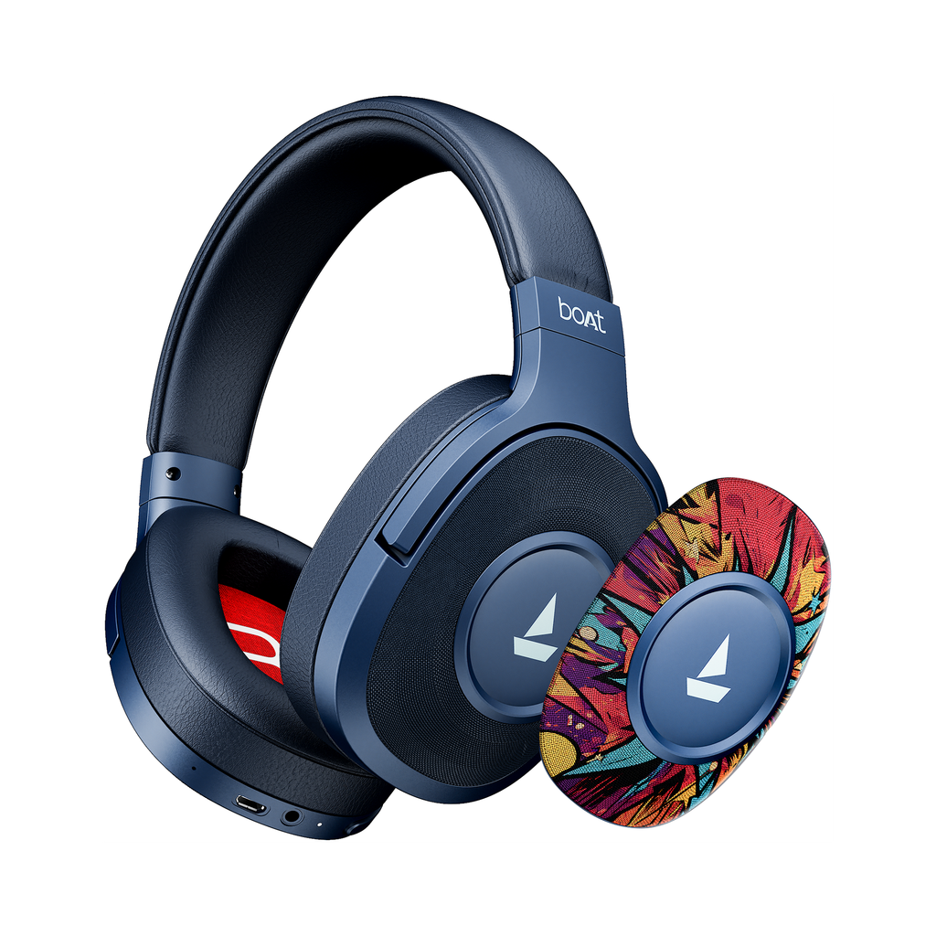 boat rockerz plus 550 customizable earcups 100h battery stream ad free music via app bluetooth
