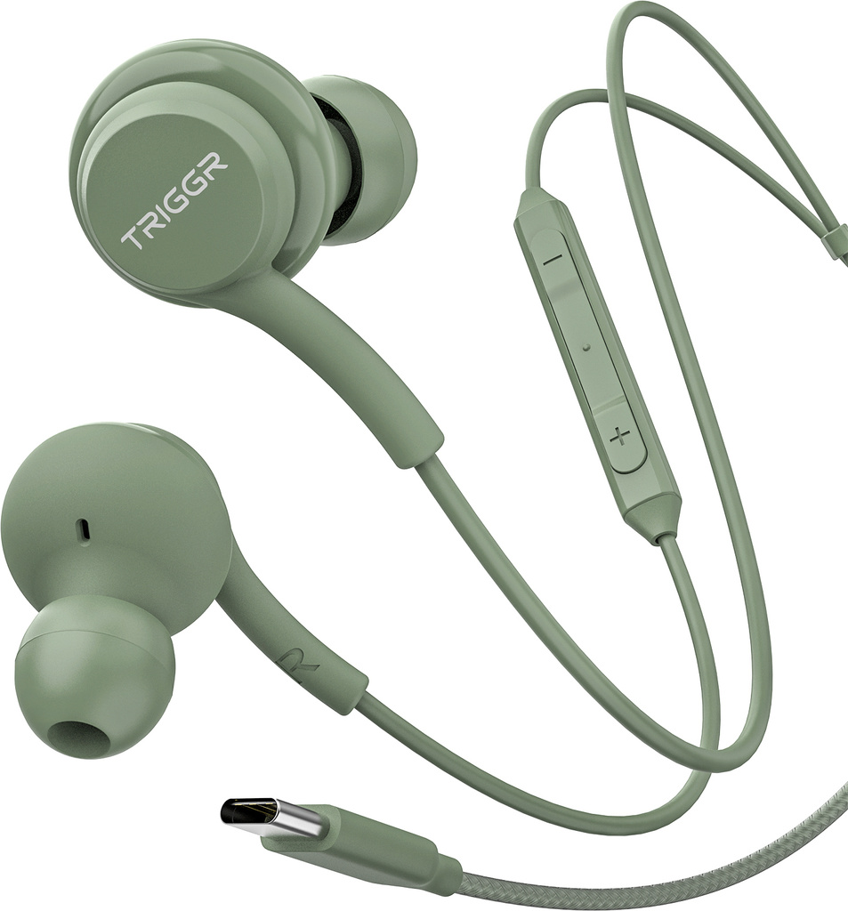 TRIGGR Drip Type-C Wired Earphones with 13mm Driver, In-line Controls, Rich Bass, Mic Wired