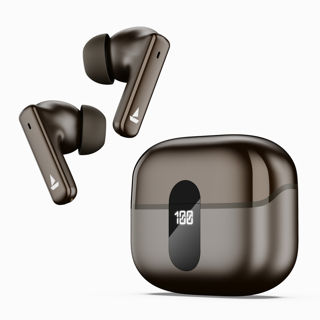 Airdopes 181 Pro, 100H Battery, ENx,LED Display, App Support Bluetooth Headset (Mocha Elegance, True Wireless)
