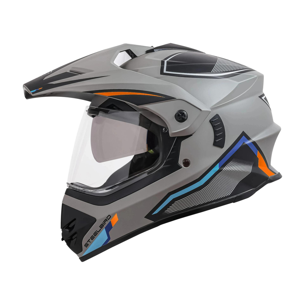 Steelbird Racer Off Road ISI Certified Motocross Double Visor Full Face Graphic Motorbike Helmet