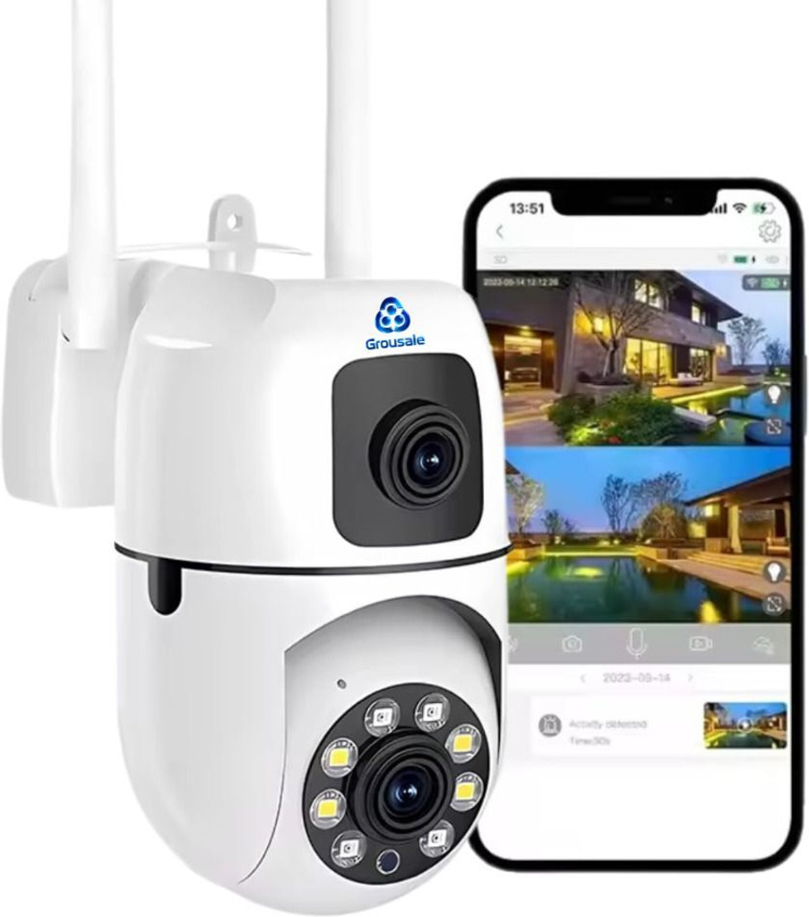 grousale 5 5mp wifi fhd mini dual lens screen 2in1 ptz bullet indoor cctv security camera