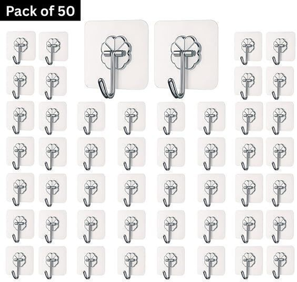 PYORIT Strong Adhesive Wall Door Sticky Hanger Holder for Kitchen And Bathroom Hook 50