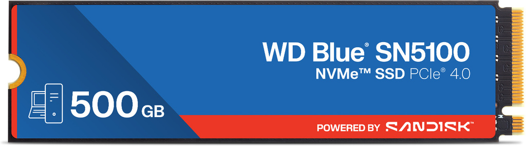 SanDisk WD SN5100 500 GB Desktop, Laptop Blue PCIe NVMe Internal Solid State Drive (SSD) (WDS500G5B0E-00CPE0) (Interface: PCIe NVMe, Form Factor: M.2)