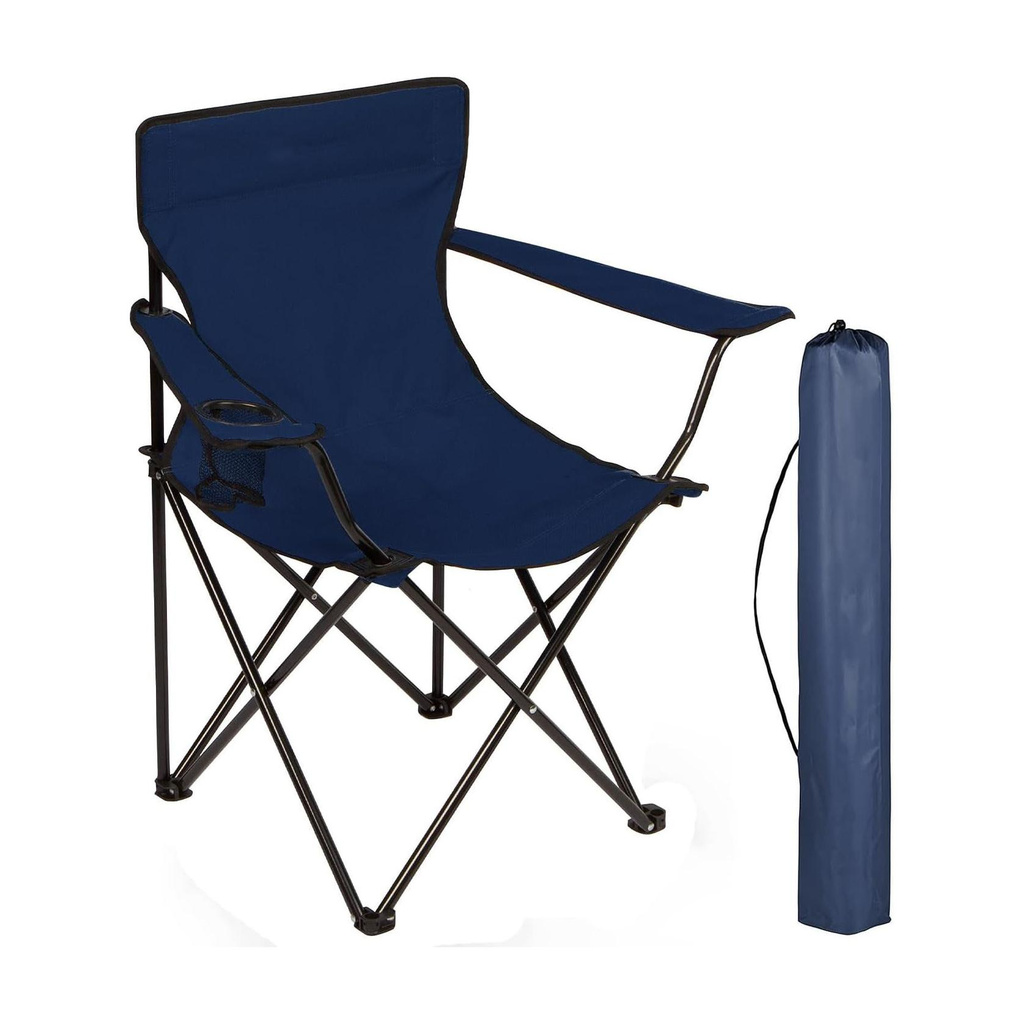 Folding Garden Chair with Arm Rest & Glass Holderfor Camping, Picnic, Travelling Foldable Carbon Steel Inversion Chair