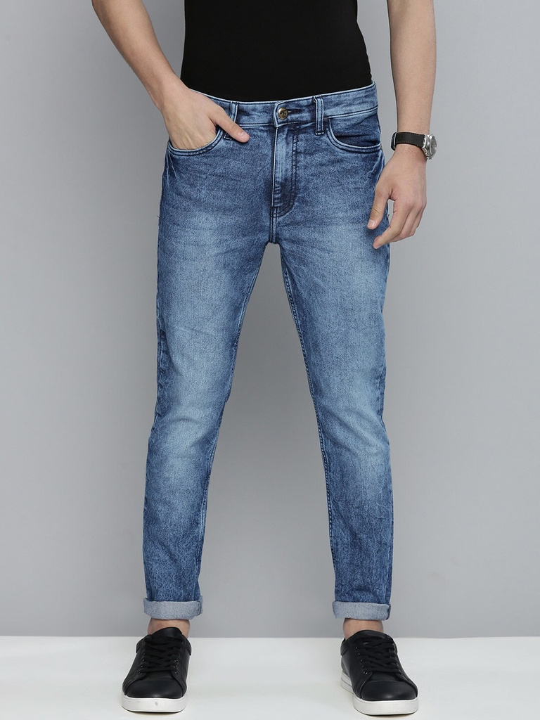 Men Slim Mid Rise Blue Jeans