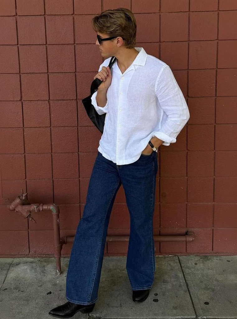 levorce loose fit men dark blue jeans