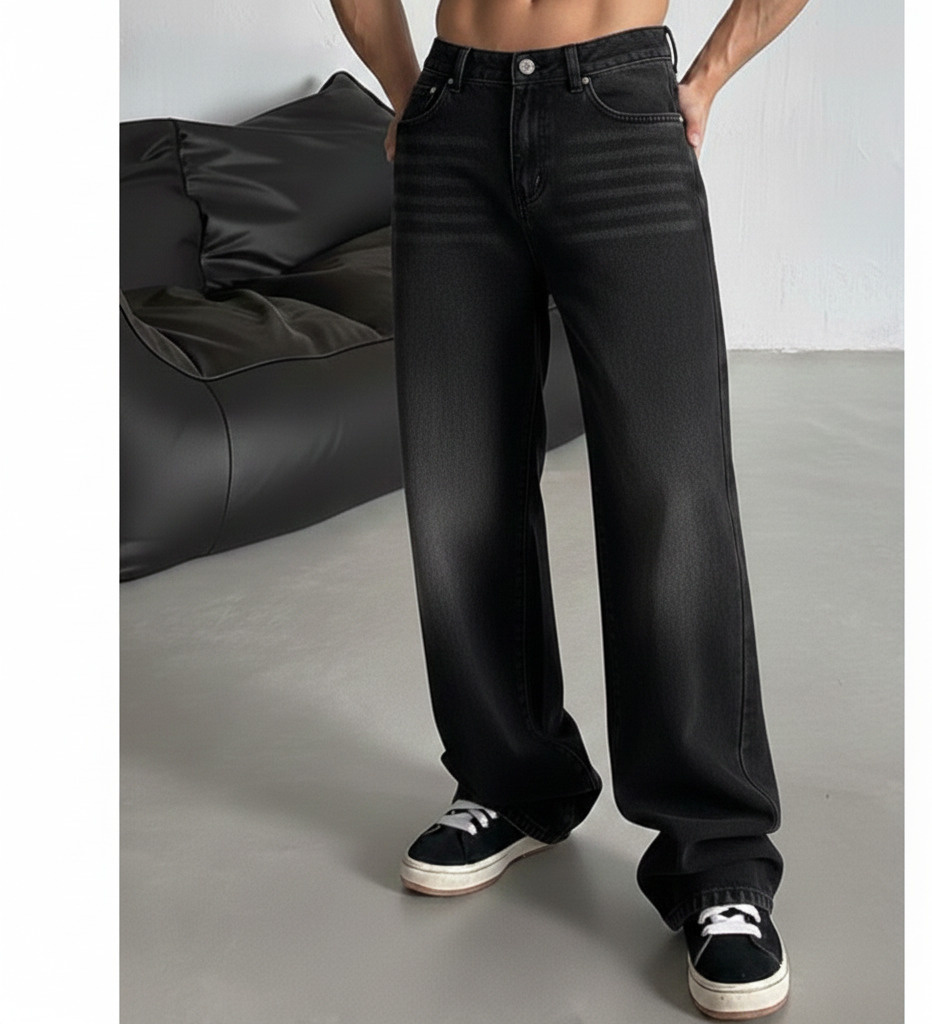 naaztraders straight fit men black jeans
