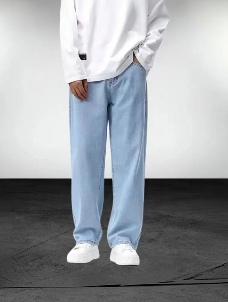 meixn loose fit men light blue jeans
