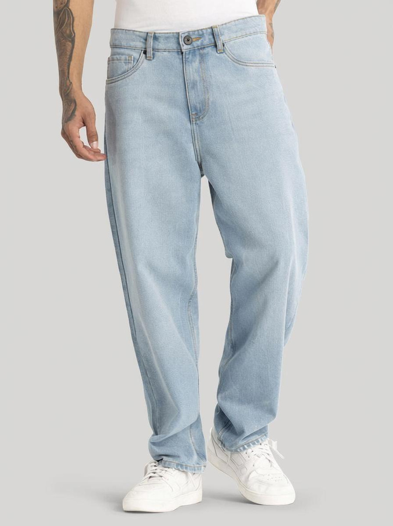 Men Loose Fit Mid Rise Light Blue Jeans