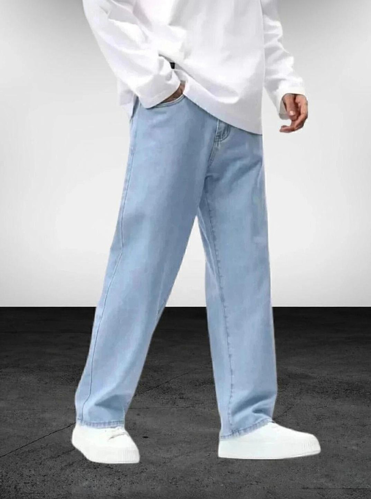 hoc straight fit men light blue jeans