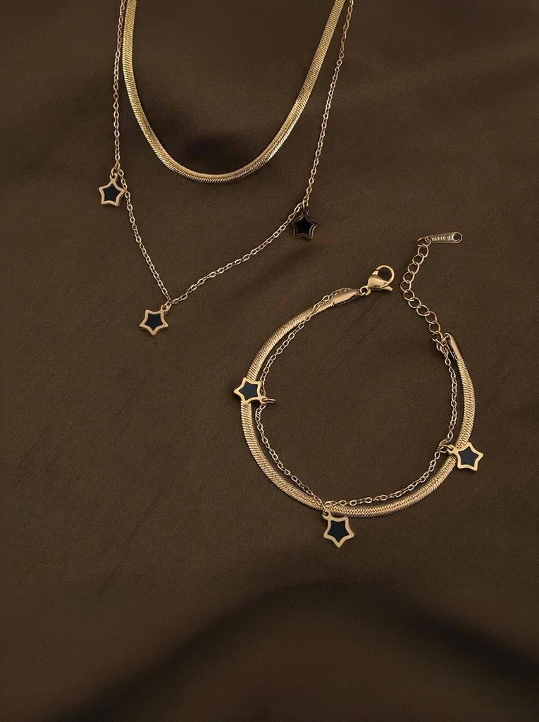 PALMONAS Stainless Steel Gold-plated Gold Jewellery Set