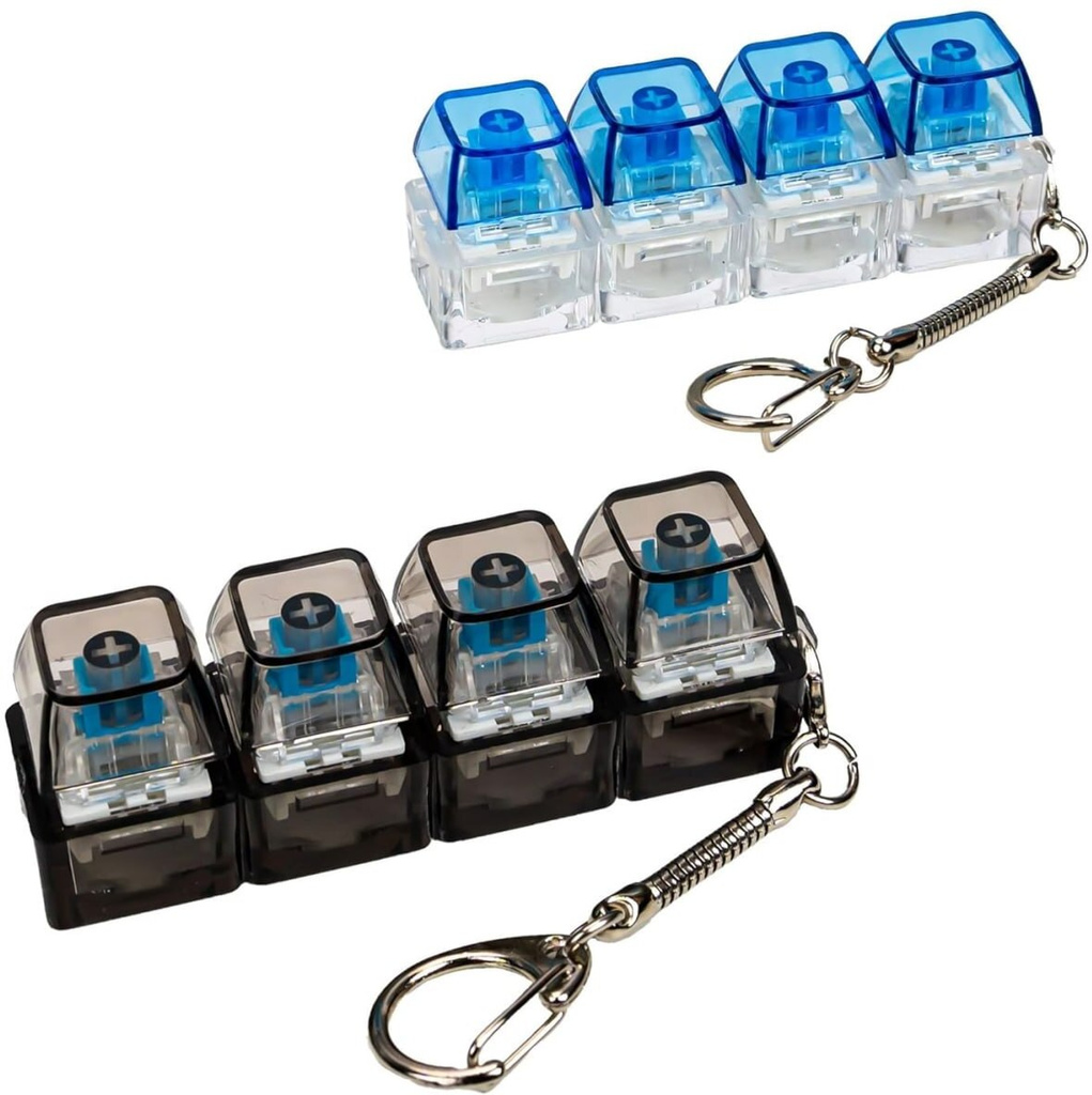 4-in-1 Keyboard Fidget Keychain Stress Relief Button Clicker Toy Key Chain