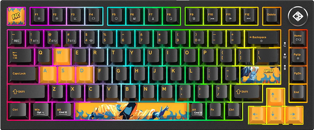 Cosmic Byte Phantom TKL Wireless Tri Mode Mechanical Keyboard Black Bluetooth, Wired USB, Wireless Tenkeyless Gaming Keyboard Compatible with Desktop, Laptop, Mac, Tablet, iPad