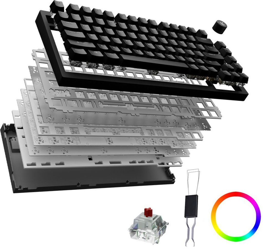 kreo swarm x wireless 75 mechanical keyboard red switches light shine through tenkeyless gaming compatible desktop