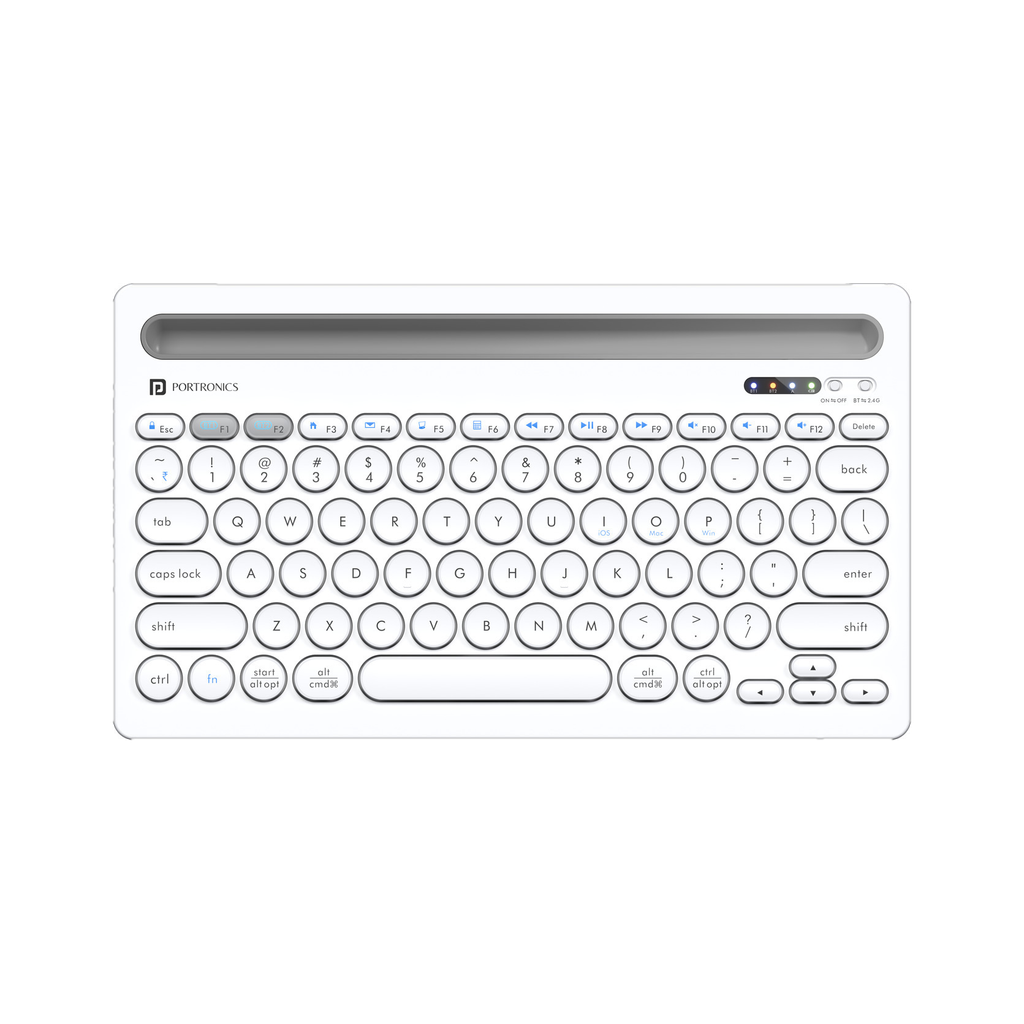 Portronics Bubble Dock Bluetooth, Wireless Handheld Laptop Keyboard Compatible with Desktop, Laptop, Mac with Tablet/Smartphone holder 12 inch wide & On/Off switch,Compact Tenkeyless