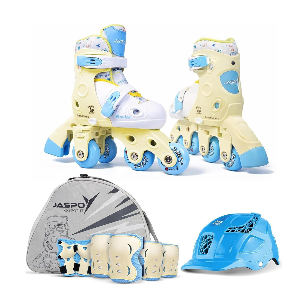 Novice 2in1 Kids Convertible Roller Skate Combo | Inline to Quad | (17.5-20cm) | Skating Kit