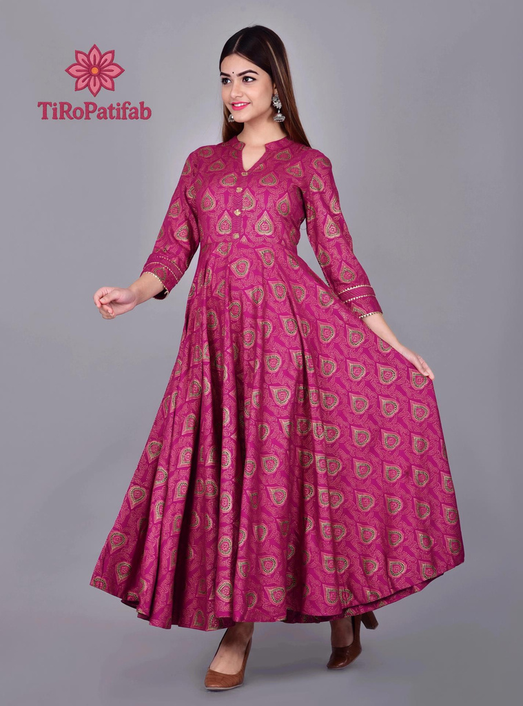 tiropatifab women printed anarkali kurta