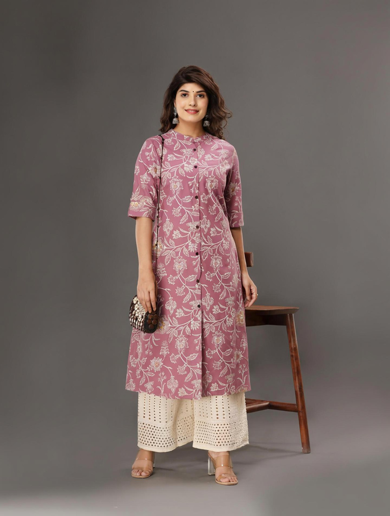 LOOMS21 Women Floral Print A-line Kurta