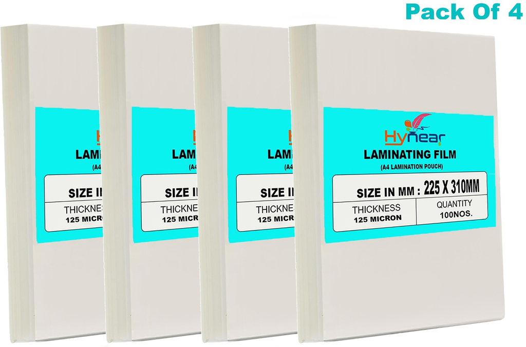 A4 Laminating Pouches Clear Glossy Waterproof Ideal for Certificates & Documents A4 Laminating Sheet (125 mil Pack of 400)