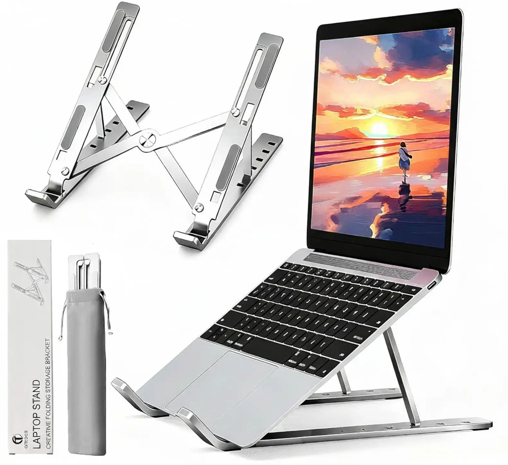 nextwave 4 IN 1 LAPTOP STAND + BOOK Stand + TAB STAND + MOBILE STAND Aluminium Laptop Stand with Adjustable Height Compatible with Universal Laptops (Silver, Black)